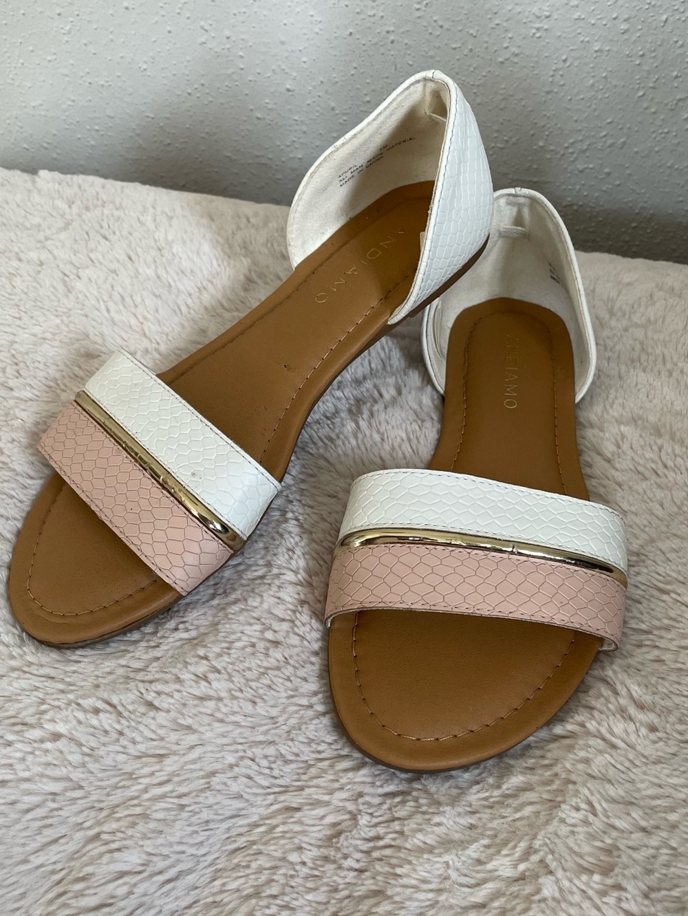 BELLAMI White and Blush Open-Toe D'Orsay Sandals